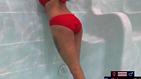 Amateur teen 18+ couple with big ass thai girlfriend having fun in the jacuzzi