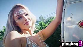 Beautiful Blonde Emma Hix Strips Naked And Shows Amazing Big Tits After Passionate Action