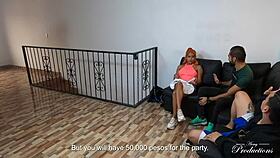 perverted friends set up hidden camera to seduce cleaning girl for rough threesome