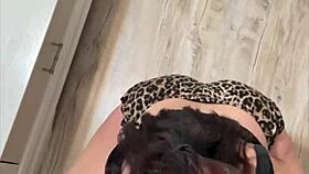 Big booty white girl blows plumber rides dick swallows cum