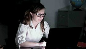 Petite college slut with glasses gets hardcore fucked and cumshot.