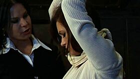 Bound lesbian slaves escaping! European mistress whips in BDSM bondage