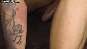 Conversational-Emoji Tattooed Straight Bottom’s 1st Time Barebacked by Gay After BJ 🔥