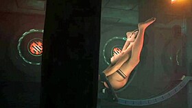 lara croft bound tight in wild orgasm machine