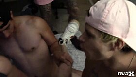 college party turns wild with group banging in the garage