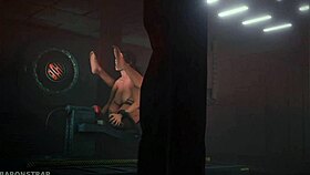 lara croft bound tight in wild orgasm machine