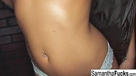 Samantha says, Watch me tease my big tits while masturbating nude.