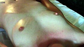 fat guy gives a nice massage to a skinny teen girl