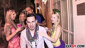 sexy friends fuck at mardi gras