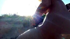 Latina big tits pussy fucked by monster cock in winter trail.