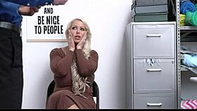 The CASHIER BLACKMAILS hot milf Alura Jenson in the shop after catching her stealing jewelry.