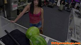 hey, watch this amateur suck for cash in the shop.