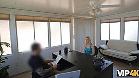 Blond Teen Approves Credits For Pussy-Nailing In Office Casting Interview