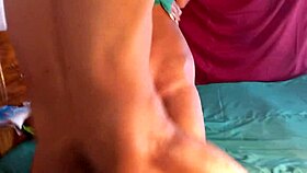 Sexy black cougar hostess teases with tight pussy and perky tits close up