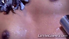 tiny latina lupe takes a solo shower in the bathroom