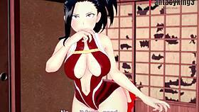 Momo Yaoyorozu delivers wild BJ and TJ in Boku no Hero!