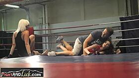 European babes wrestle in the ring