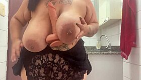 Mary Jhuana Sneaks Into Bathroom and Cums With Huge Dildo