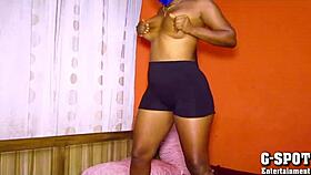 Hot Ebony Babe Rips Clothes During Intense Striptease At Solo Party