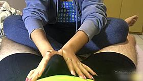 i cummed through underwear with long nails handjob