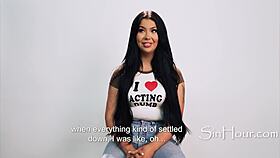 Thick pornstar Holly Day fingers herself in interview!