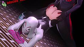Spider-Gwen Gets Pinned Against the Wall in Cartoon Encounter