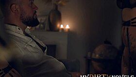 mary frost explores intimate moments with her partner in a dimly lit room