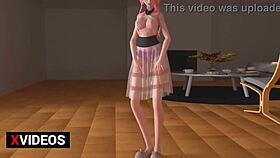 i dance a seductive strip, ripping clothes for chocolate cream in mmd fantasy.