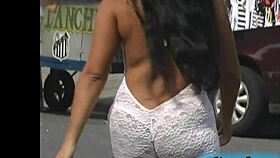 brunette beauty shows off her ass on the streets and porto docks in santos sp