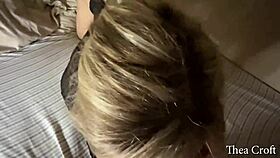 Young petite blonde sucks cock and swallows cum