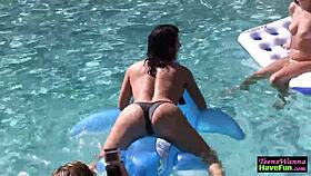 Intense Emotions At Pool Party As Teen Lesbian Gets Fingered