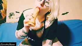 i suck on a dildo while getting horny with my curvy tits bouncing.