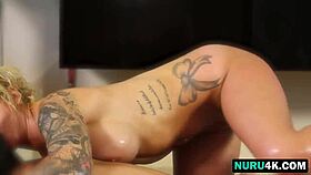 daisy monroe casually gives nuru massage and blowjob in bathroom