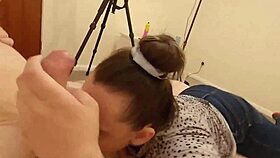 sexy babe rims and blows cock until hands-free orgasm with cumshot