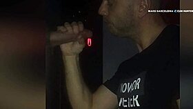 I Sucked a Big Cock in the Glory Hole Massive Cumshot