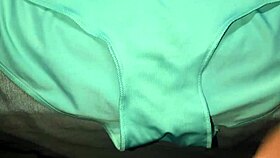 Hot Cumshot Explosion on My Friend's Favorite Blue Panties After Wild Masturbation