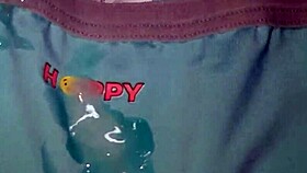 Hot Cumshot Explosion on My Friend's Favorite Blue Panties After Wild Masturbation