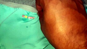 Hot Cumshot Explosion on My Friend's Favorite Blue Panties After Wild Masturbation