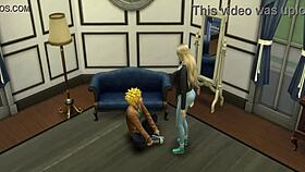 naruto trata de seducir a tsunade y no puede sasuke esta follandose a sakura en el comedor sexo anal como a ella le gusta le termina adentro