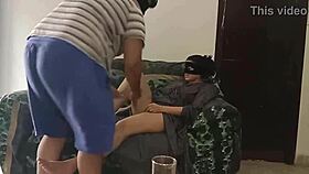 Pretty neighbor likes having sex while sitting on sofas