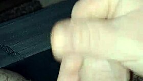 The guy strokes his huge cock during masturbation, leading to a cumshot