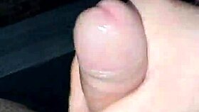 The guy strokes his huge cock during masturbation, leading to a cumshot