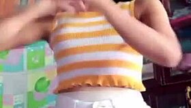 In bigo live, a horny asian shows off her cameltoe pussy in a steamy session