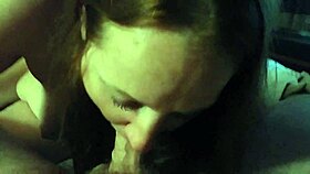 Girlfriend gives redhead friend blowjob and swallows