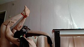 girls explore orgasm through tied legs and licking in fetish play