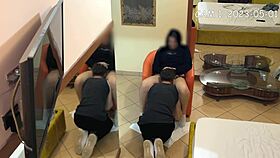 cam caught university friend eating hot brunette's shaved pussy outdoors