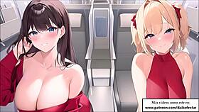 Japanese Hentai Joi with Sexy Flight Attendants Giving Instructions in Spanish