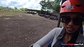 Thai girlfriend blows and fucks monster cock after ATV tour