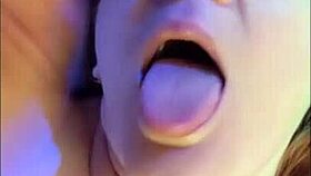 hotwife steffi's pussy dance in purple chemise with dildo