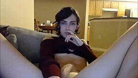 Young Transsexual With Short Hair Intensely Masturbates Solo On Webcam